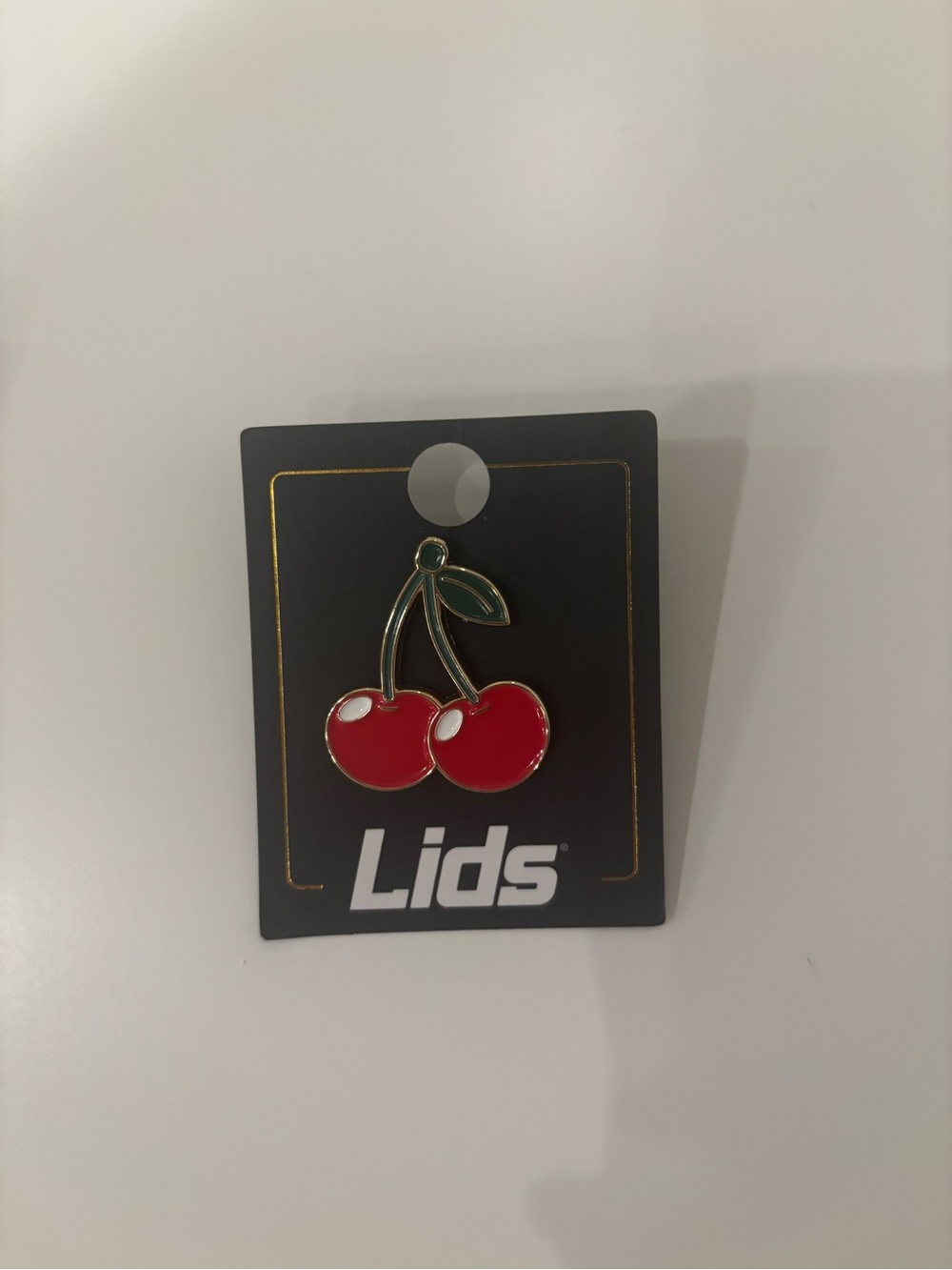 Lids  Red Cherry Enamel Pin with Green Leaves